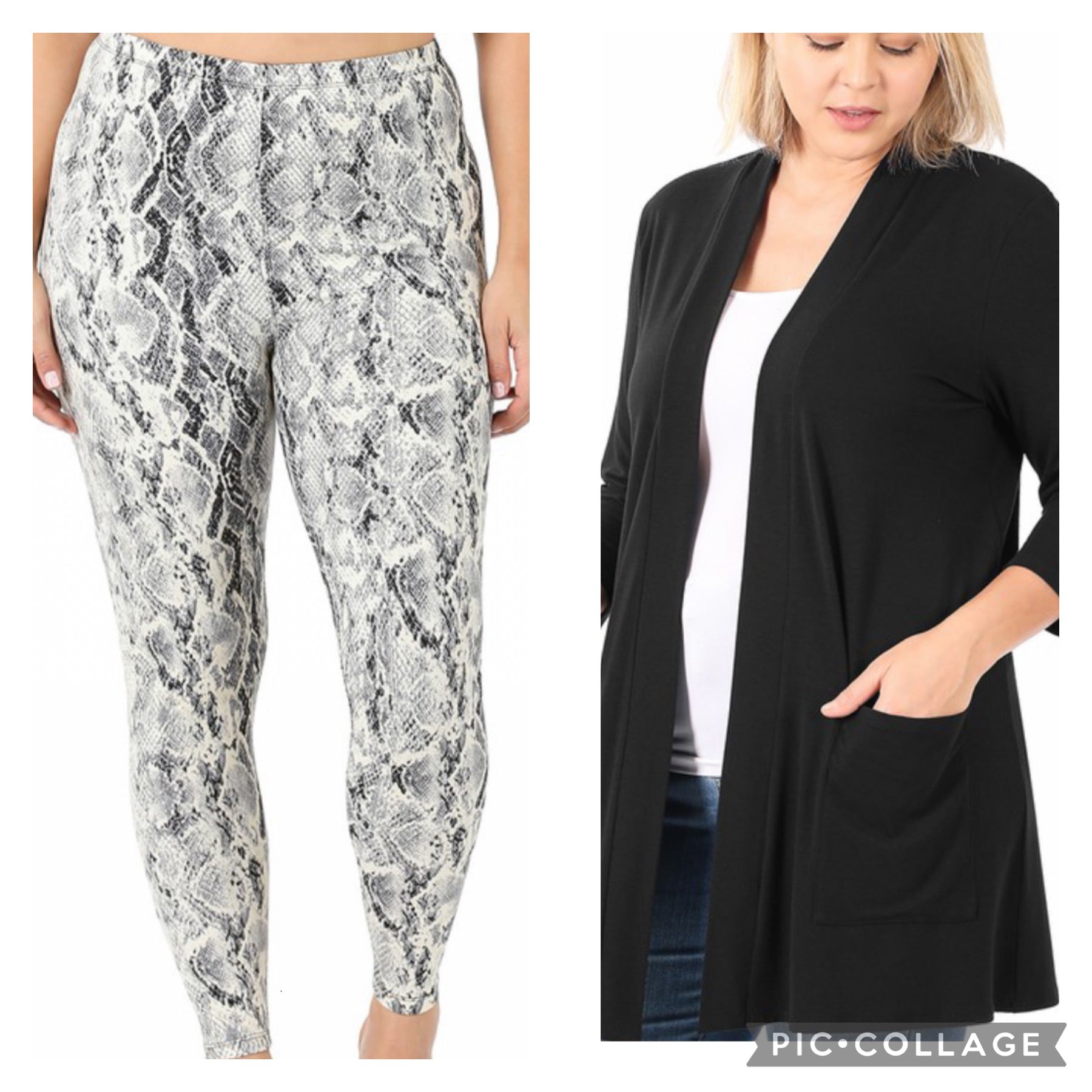 Cardigan & Snakeskin Legging Sets