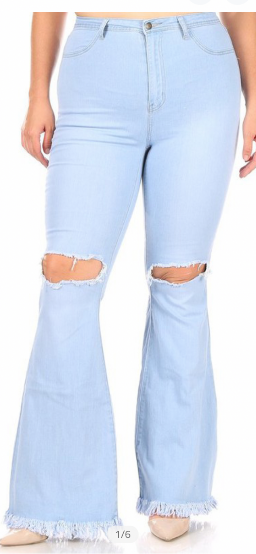 Plus Size Distressed Light Denim Jeans