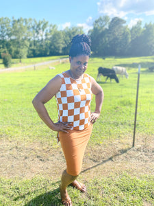 Checkered Print Skirt & Short Sets